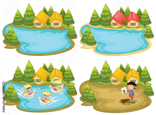 Houses and lake