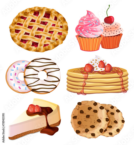 set of vector delicious desserts