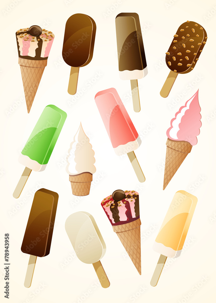 vector set of ice creams