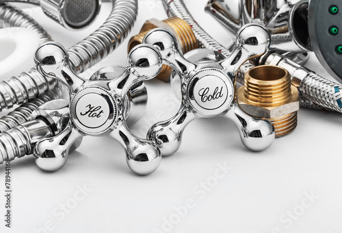 plumbing and tools in a light background