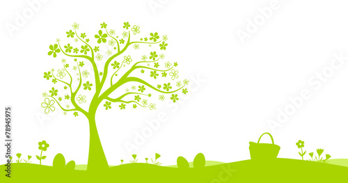 Osterwiese mit Baum