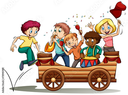 A bandwagon with kids