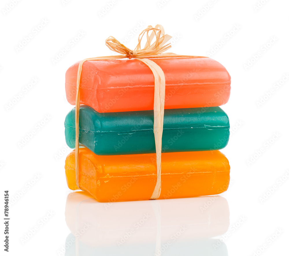 handmade colorful soap bars, Isolated on white background handmade colorful soap bars, Isolated on white background
