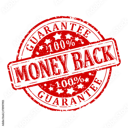 Damaged red round stamp with the word - money back - guaranteed