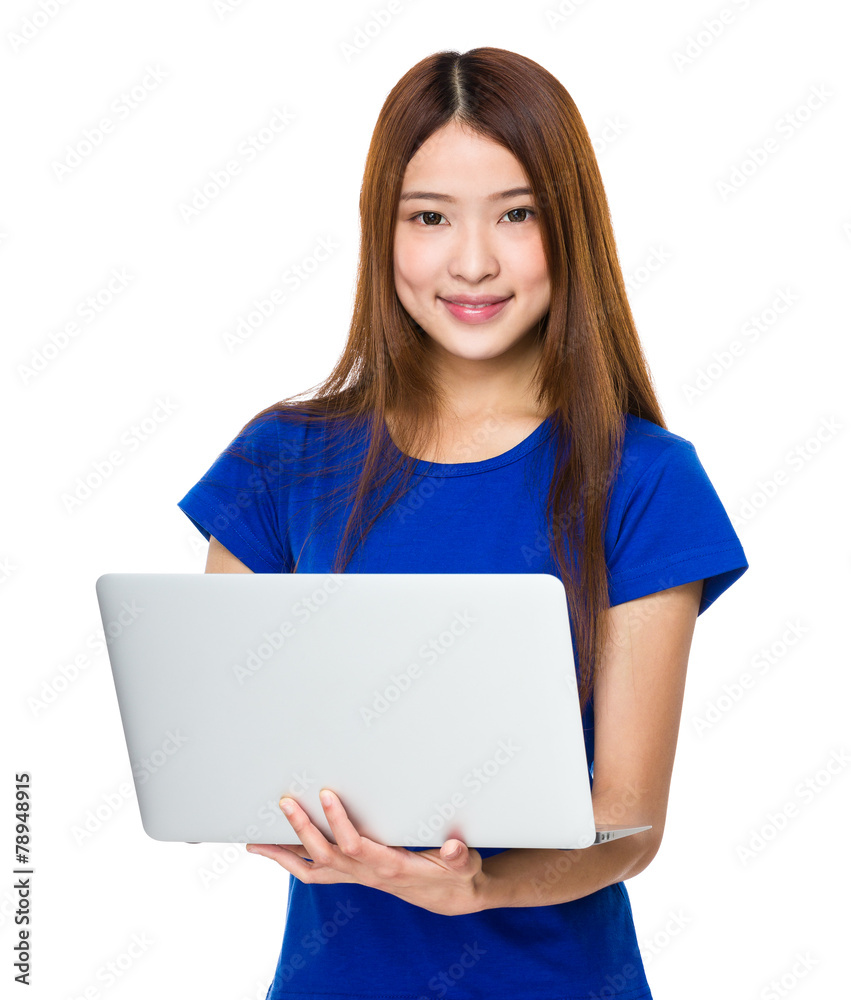 Woman use of notebook computer Woman use of notebook computer