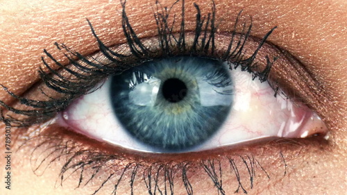 Close-up Macro Shot of Female Human Eye Blinking 4K
