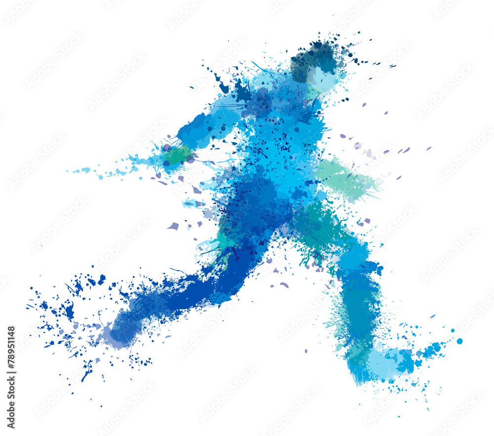 Vector running man, splash artwork.