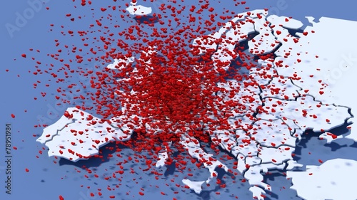 Mappa Europa 3D con emissione di cuori photo