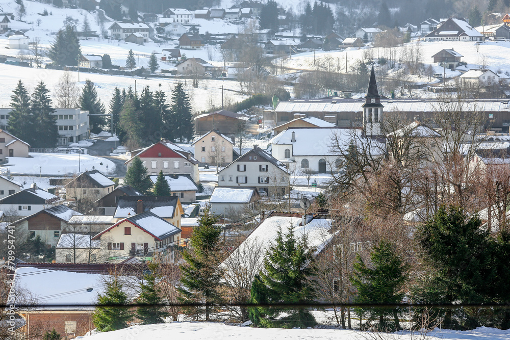 Obraz panoramiczny widok jednej francuskiej wioski Montain