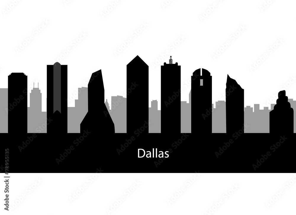 Dallas USA city skyline silhouette vector illustration