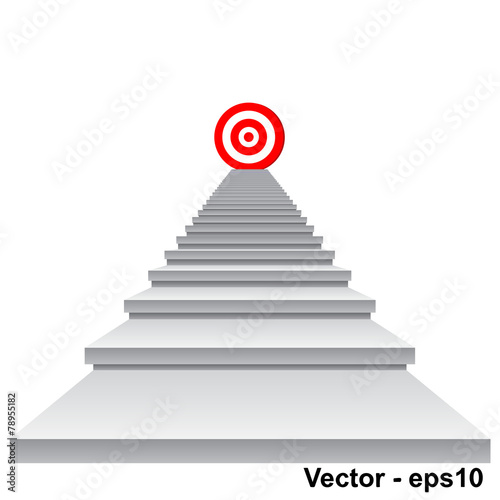 Vector conceptual red target on stair for success