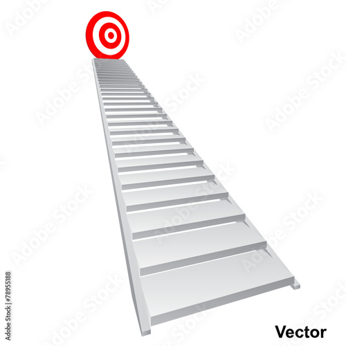 Vector conceptual red target on stair for success