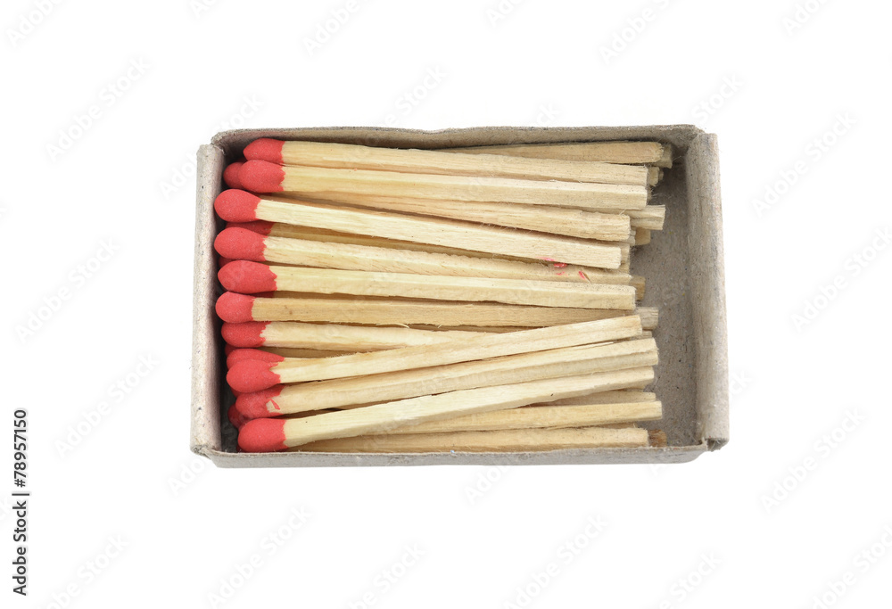 Open Box of Matches With Copy Space Isolated on White Background