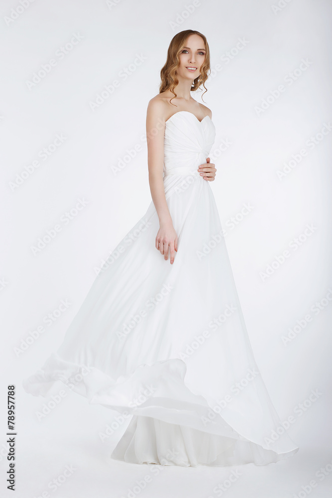 Elegant Bride in Long Bridal Dress