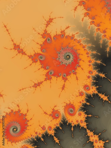 Graceful fractal spiral in a orange colors 