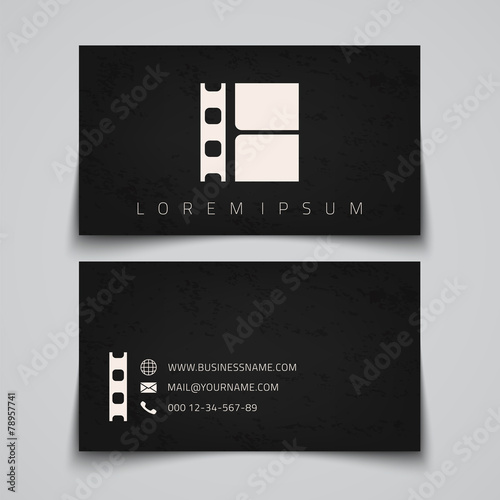 Business card template. Film strip concept logo.
