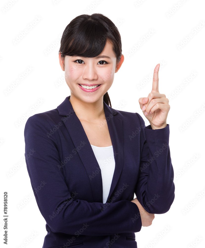 Businesswoman with finger point up Businesswoman with finger point up