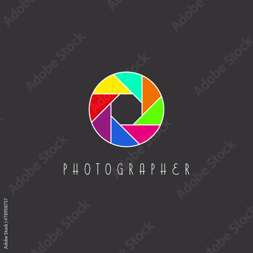 Colored aperture of the camera lens, photo studio logo