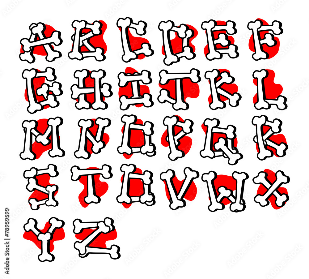 Halloween Text Set A to Z Made from Bones