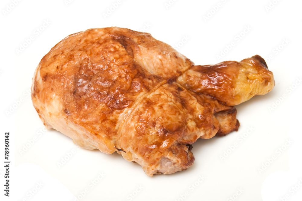 Cuisse de poulet roti sur fond blanc Cuisse de poulet roti sur fond blanc