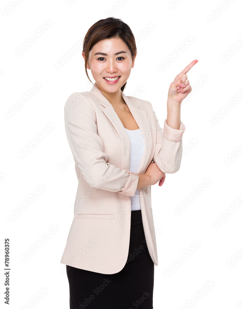 Asian businesswoman with finger point up Asian businesswoman with finger point up