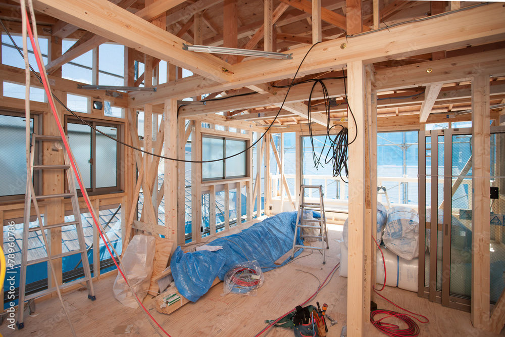 Fototapeta premium 住宅建設 室内の電気配線