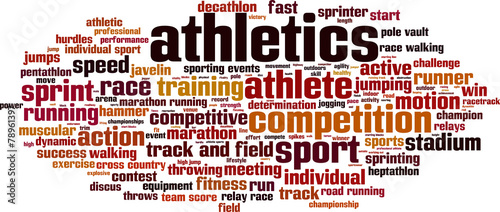 Athletics word cloud concept. Vector illustration
