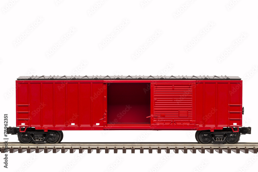 Fototapeta premium Red Boxcar with Open Door