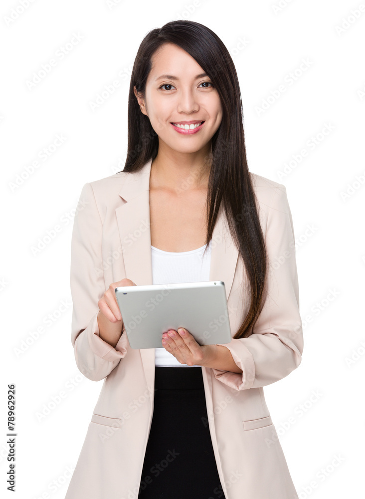 Asian businesswoman use of tablet Asian businesswoman use of tablet
