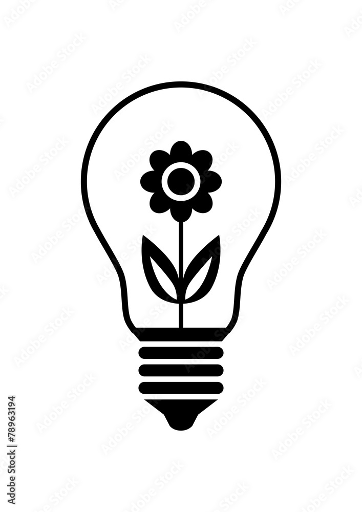 Flower in lightbulb on white background Flower in lightbulb on white background