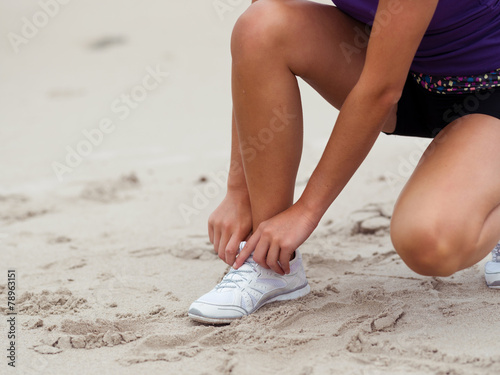 Lacing up before running