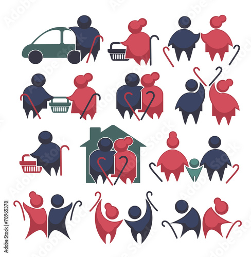 happy retirement: vector collection of old people symbols