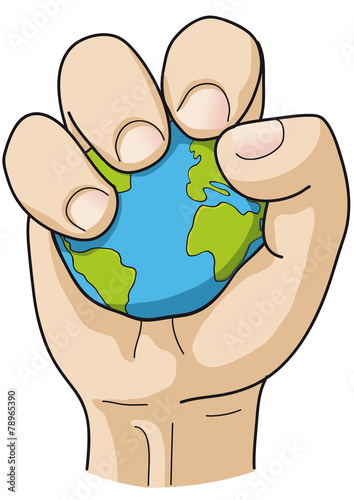 hand grips the world