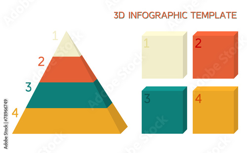 3D infographic template in solid colors