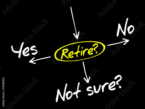The risk to take the retirement, decide diagram business concept