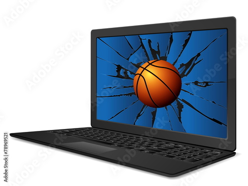 cracked laptop basketball