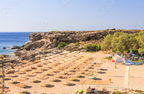 Vacation at sea. Bay of Kalithea Rhodes Island. Greece photo