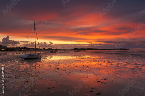 Sunset coastal scene of Poole Harbour