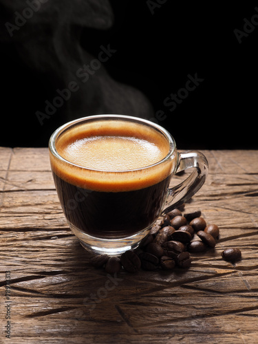 Cup of hot espresso coffee