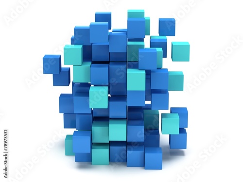 3D Cubes block. Assembling concept.