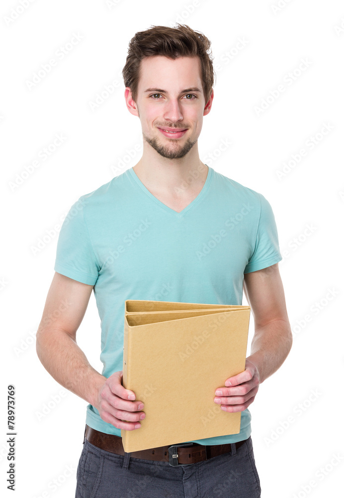 Young man hold with folder Young man hold with folder