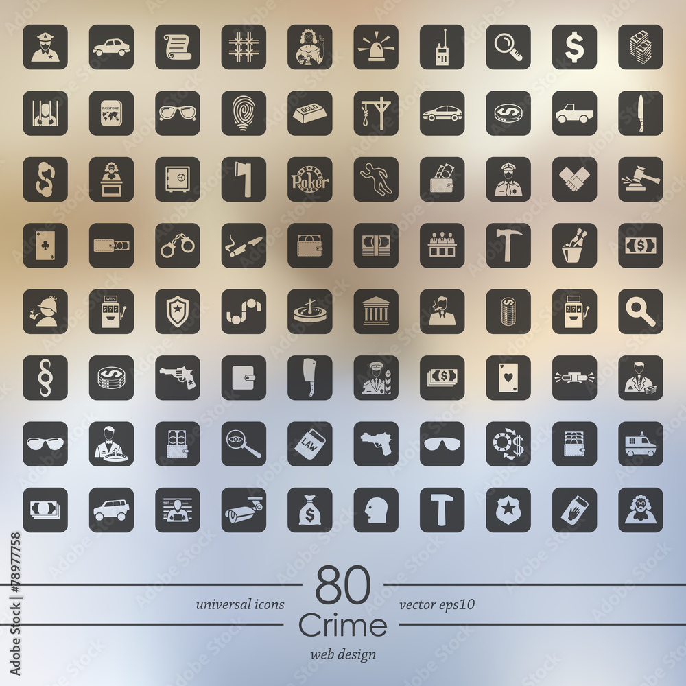 Set of crime icons Set of crime icons