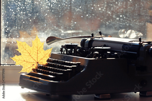 old typewriter concept autumn