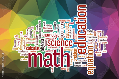 Math word cloud with abstract background