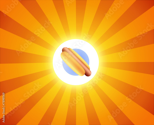 Hot Dog on orange background