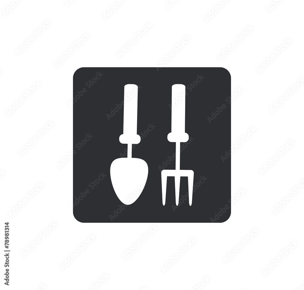 Gardening tools icon Rounded squares button, on white background