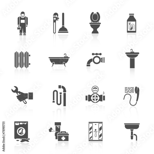 Plumbing icons set