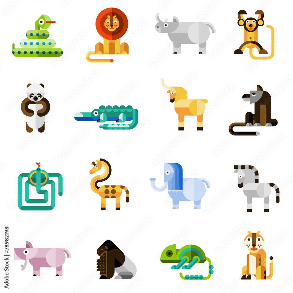 Naklejka premium Jungle Animals Set