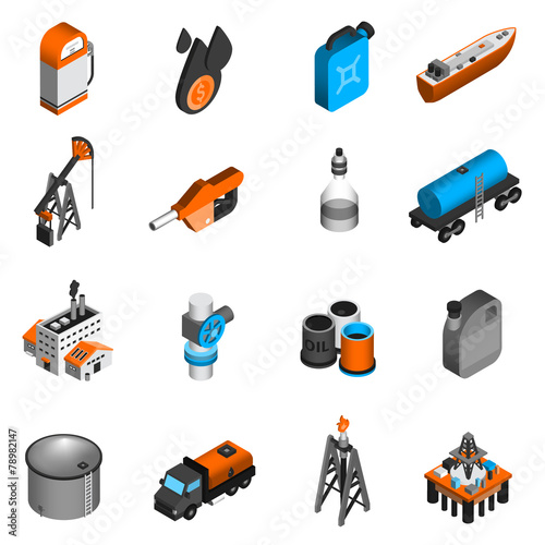 Oil Industry Isometric Icons