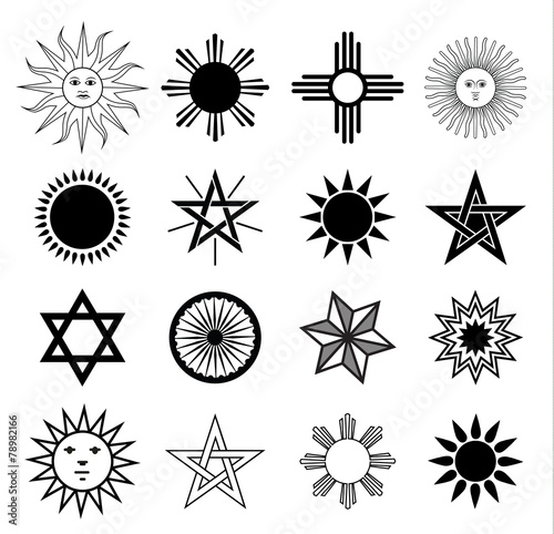 Sun Coat of arms elements set, vector illustration.